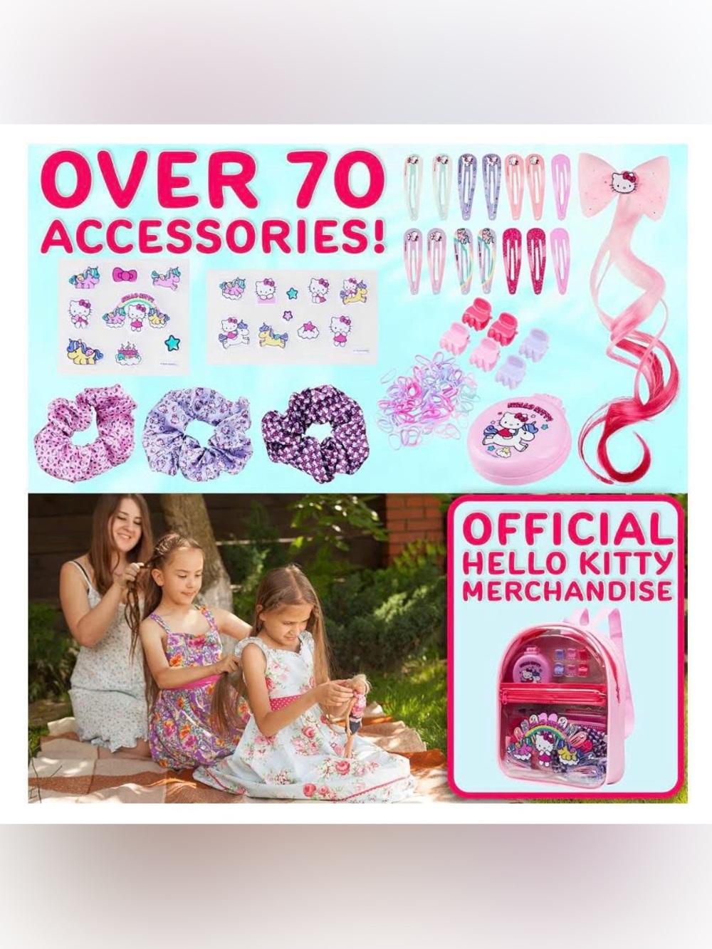 Hello Kitty Sanrio Hair Accessories, Clear Backpack, BNIP